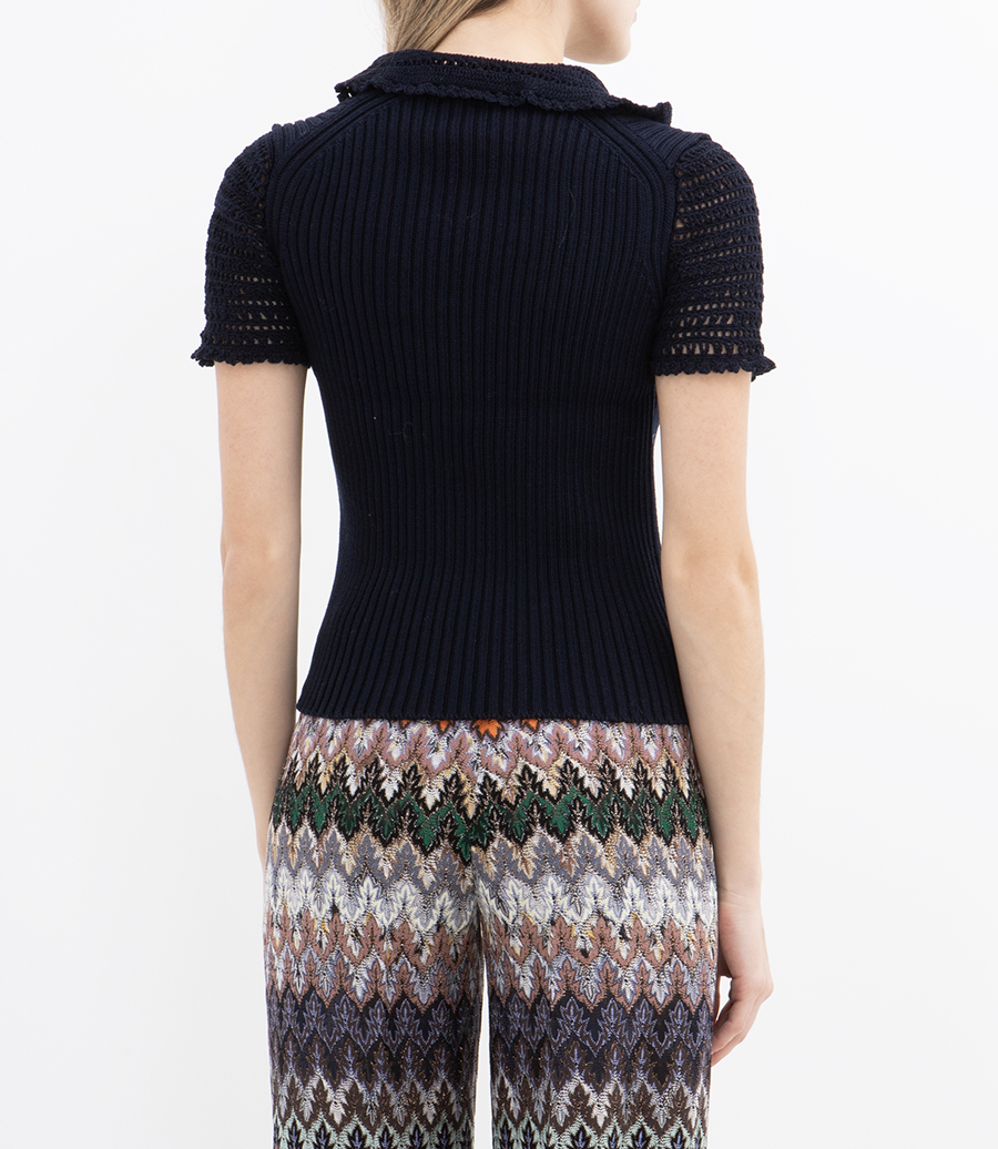 RIBBED POLO TOP