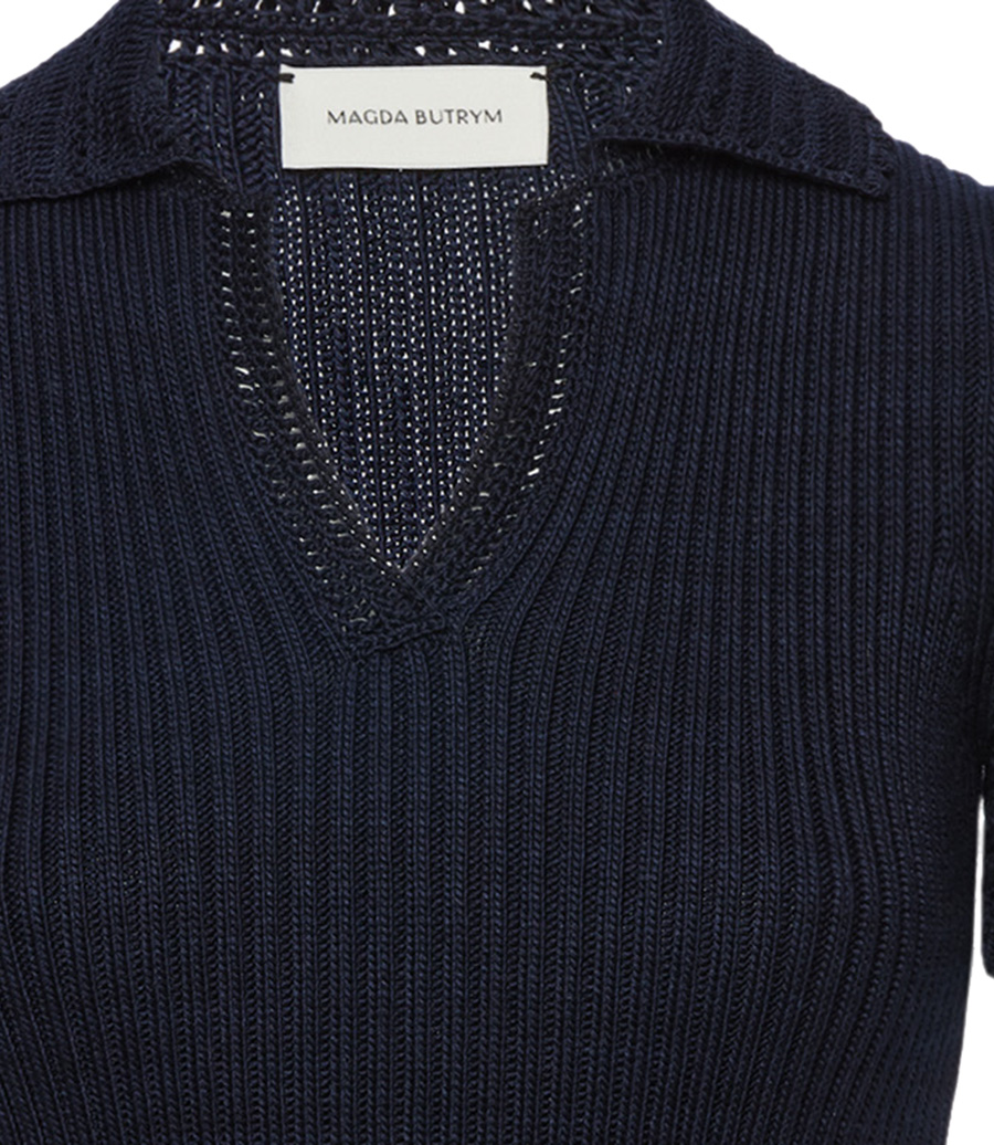 RIBBED POLO TOP