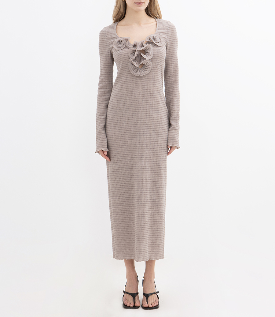 LONG SLEEVE CREPE MAXI DRESS