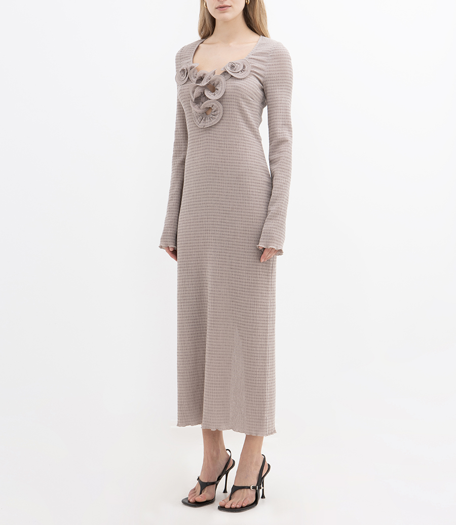 LONG SLEEVE CREPE MAXI DRESS