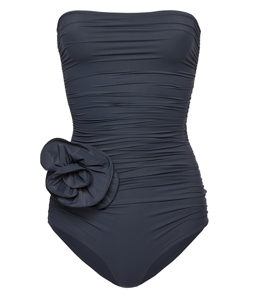 MAGDA BUTRYM - FLOWER APPLIQUE STRAPLESS SWIMSUIT