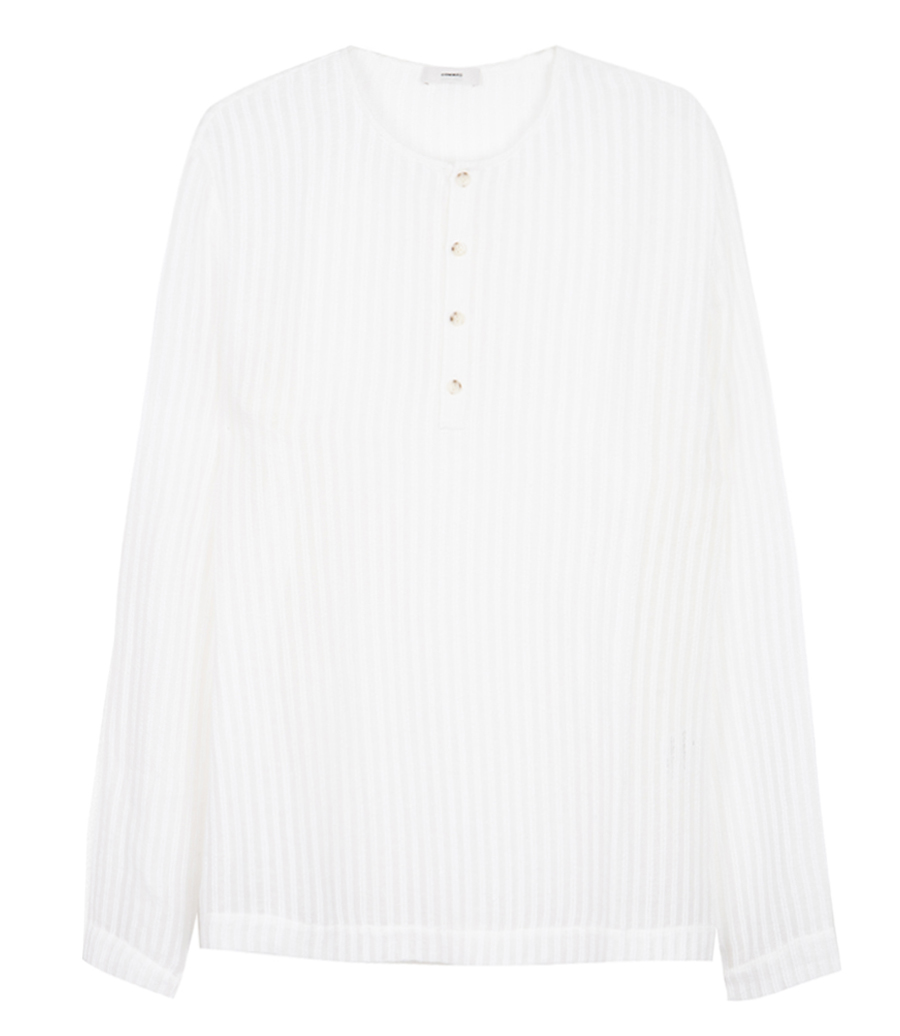 COMMAS - SHEER STRIPE WOVEN HENLEY