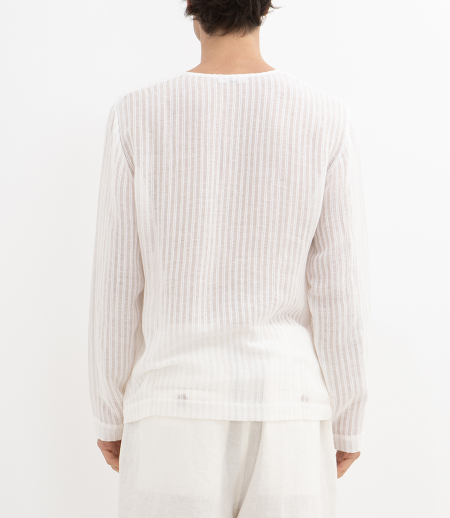 SHEER STRIPE WOVEN HENLEY