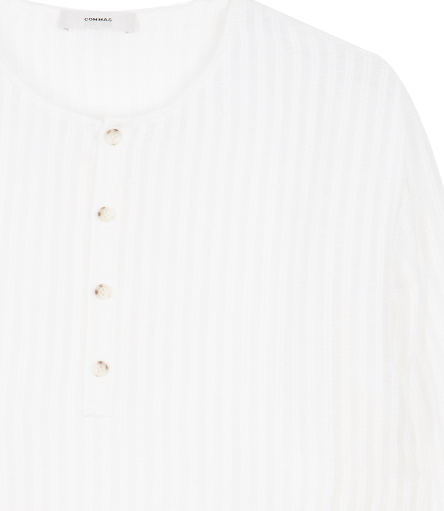 SHEER STRIPE WOVEN HENLEY
