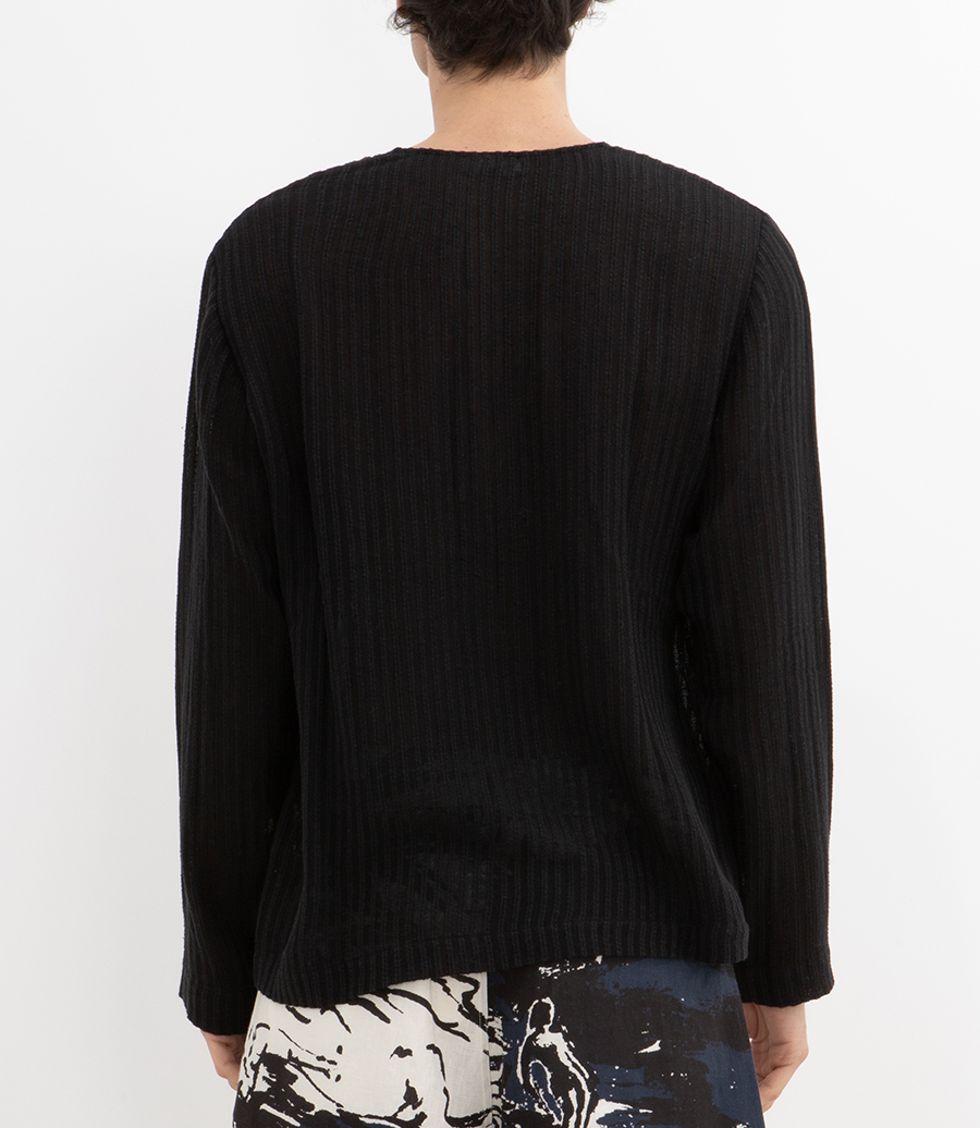SHEER STRIPE WOVEN HENLEY