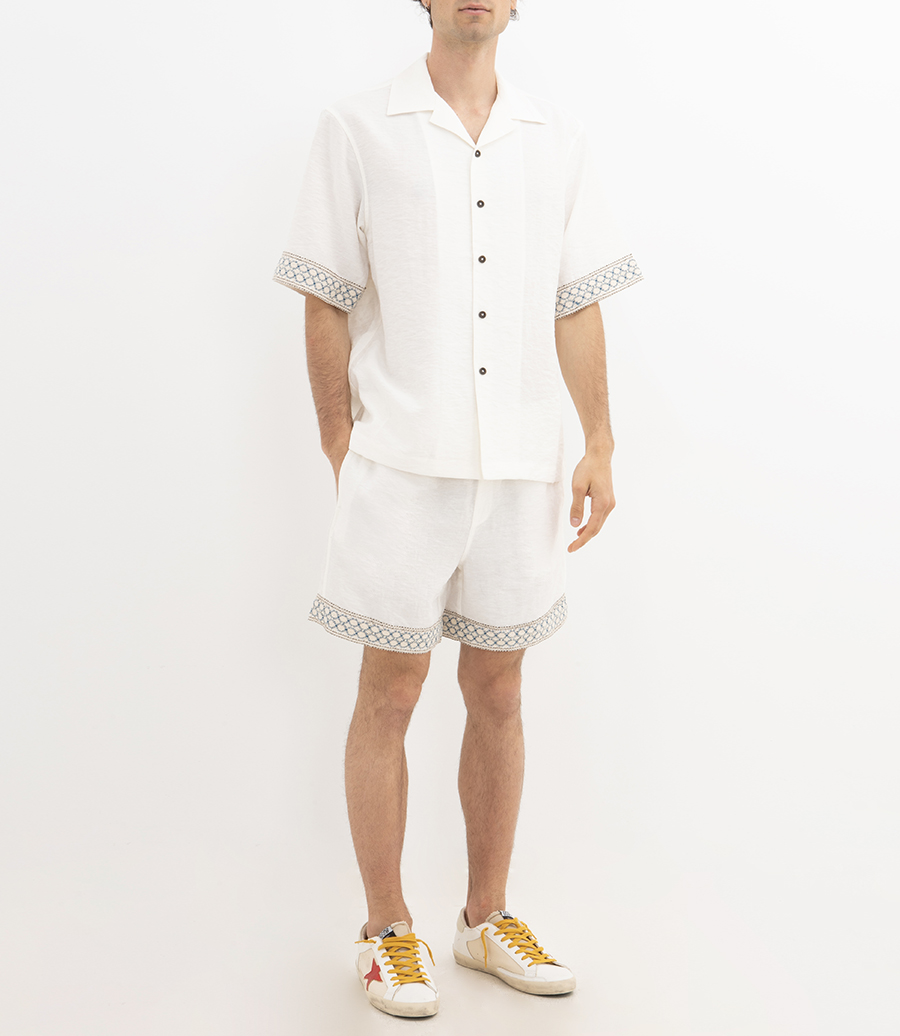 CROCHET TRIM BOWLING SHIRT