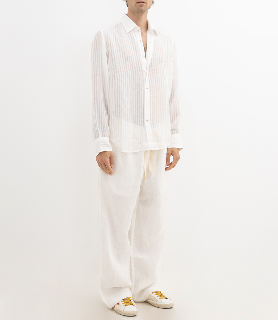SHEER STRIPE LINEN SHIRT