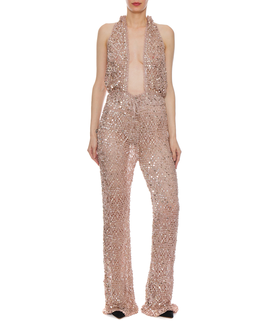 TOSCA SEQUIN CROCHET JUMPSUIT