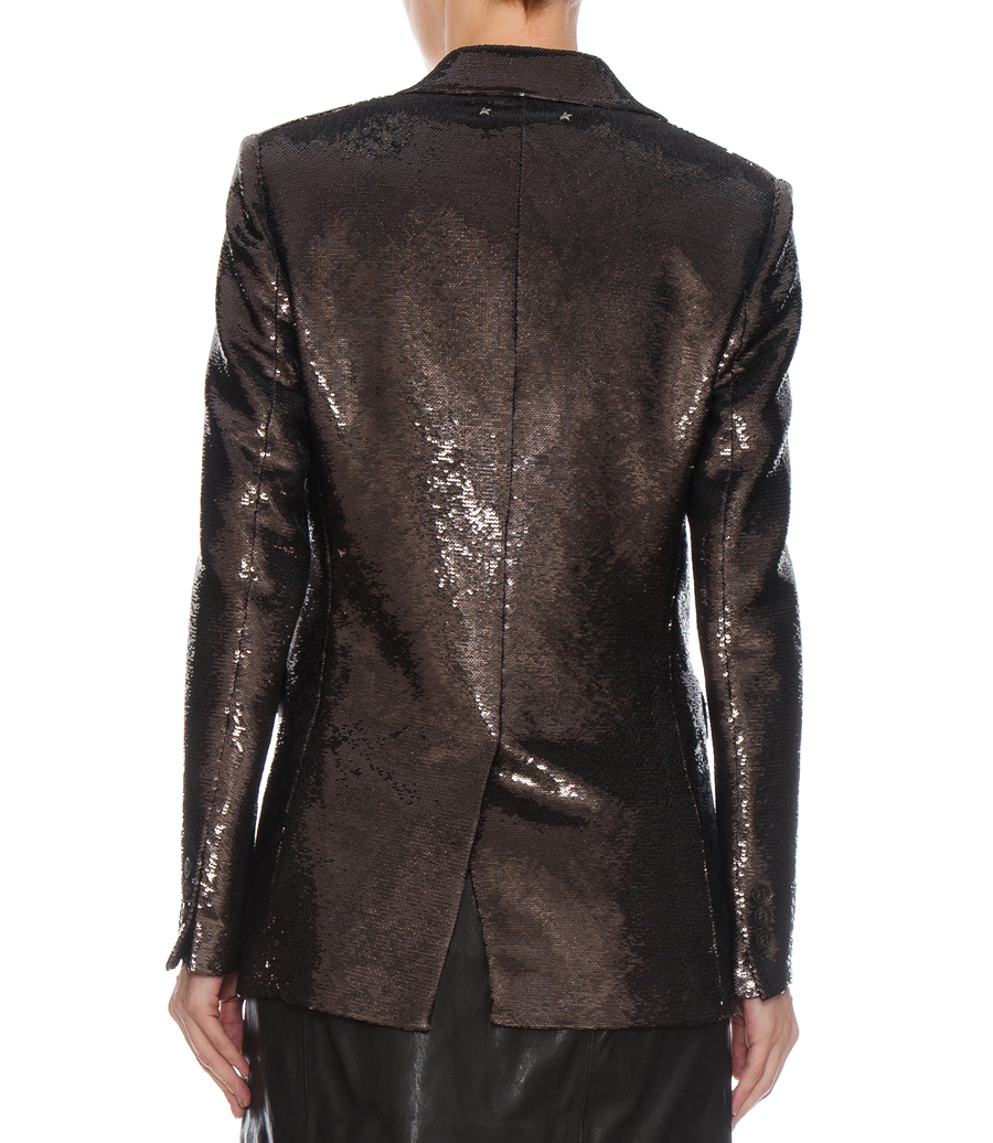 GRAY SINGLE-BREASTED BLAZER WITH ALL-OVER SEQUINS