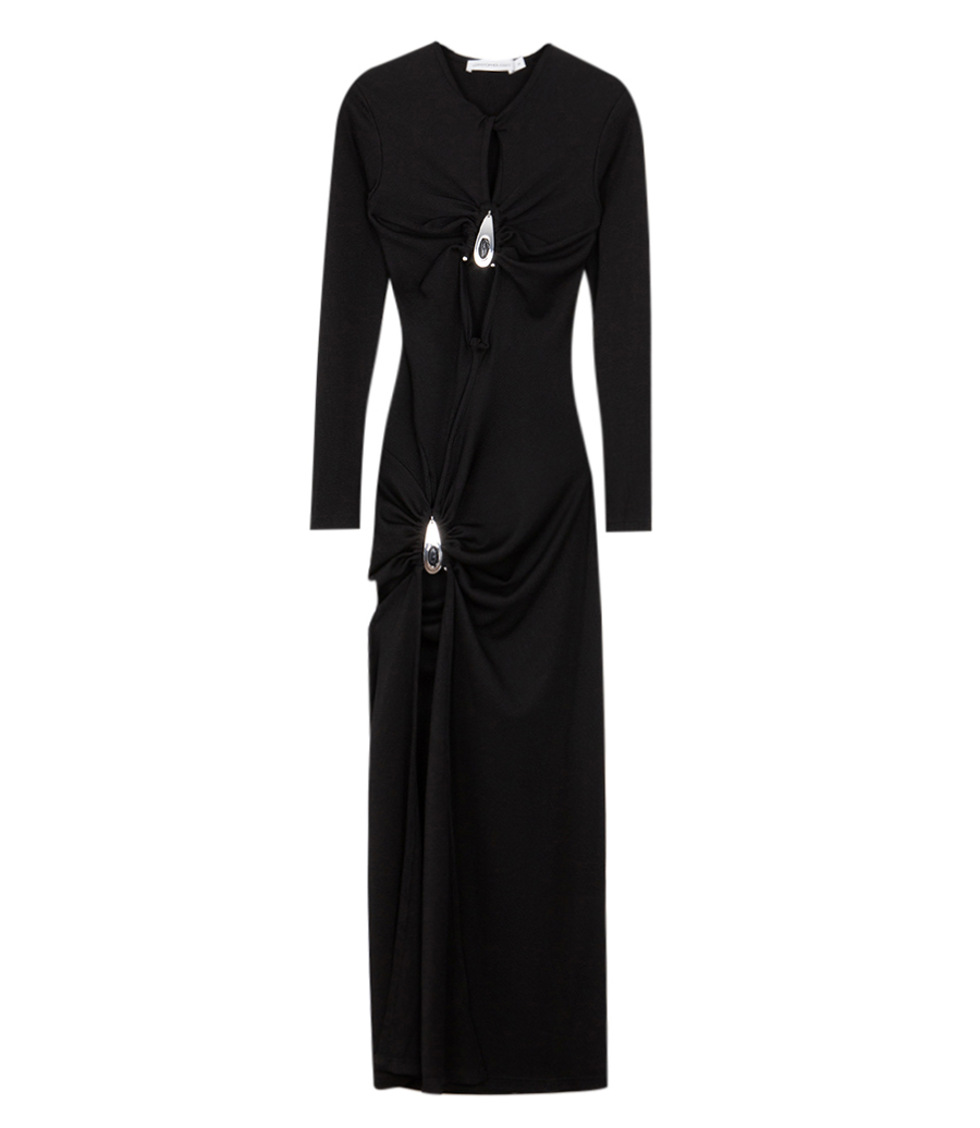 CHRISTOPHER ESBER - CRYSTAL PENDANT OPEN TWIST L/S DRESS