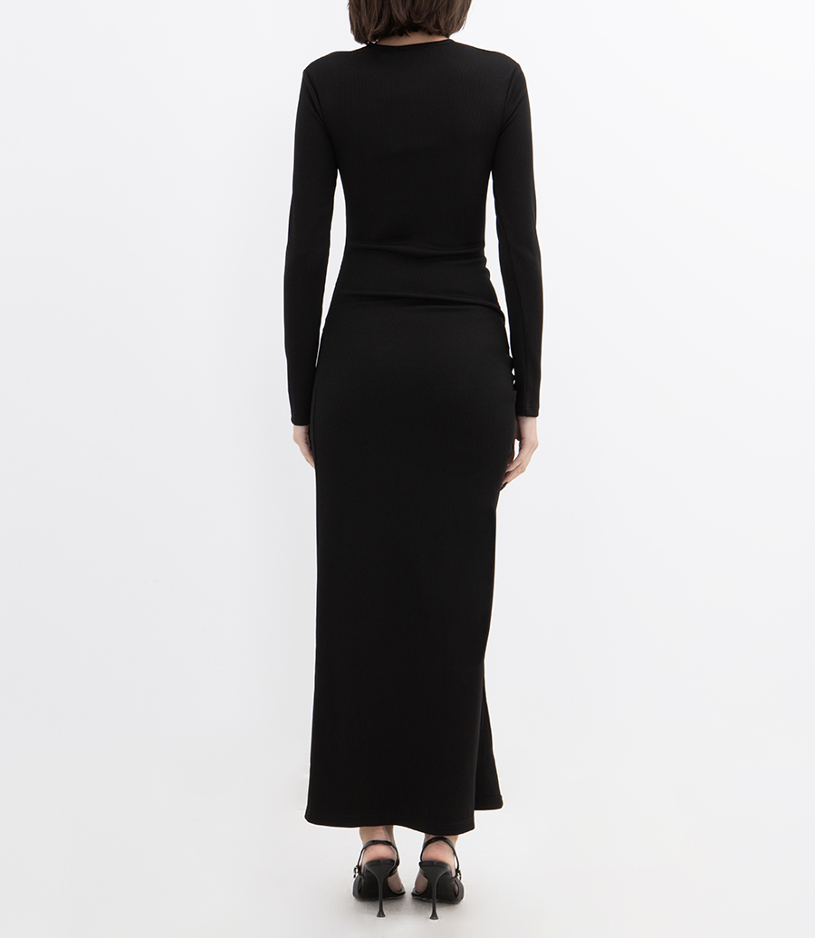 CRYSTAL PENDANT OPEN TWIST L/S DRESS