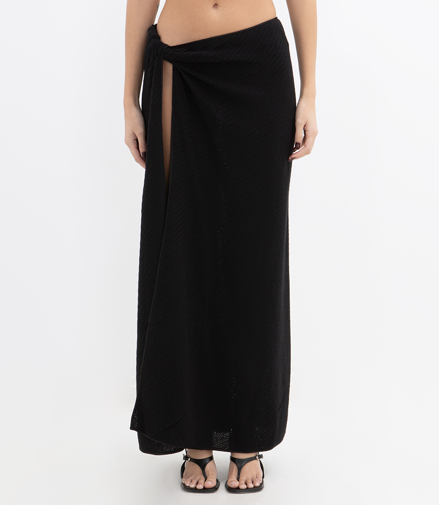 VERTICAL KNIT TWIST SARONG SKIRT