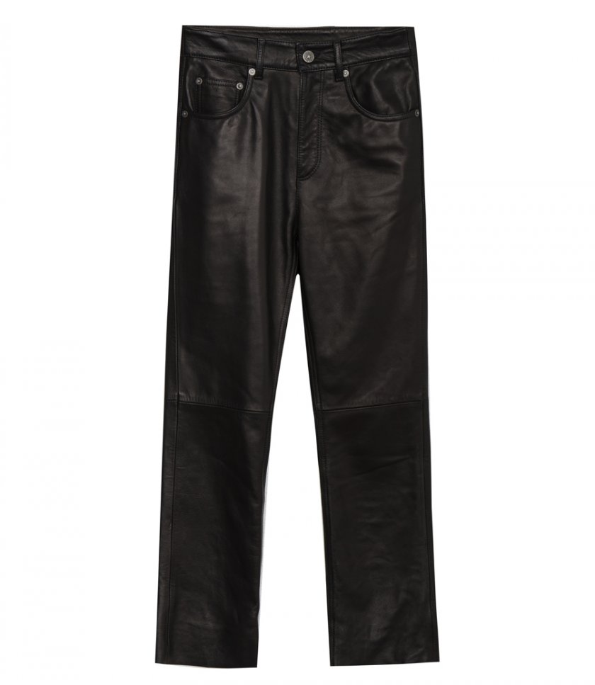 JUST IN - GOLDEN CROPPED FLARE LEATHER PANTS