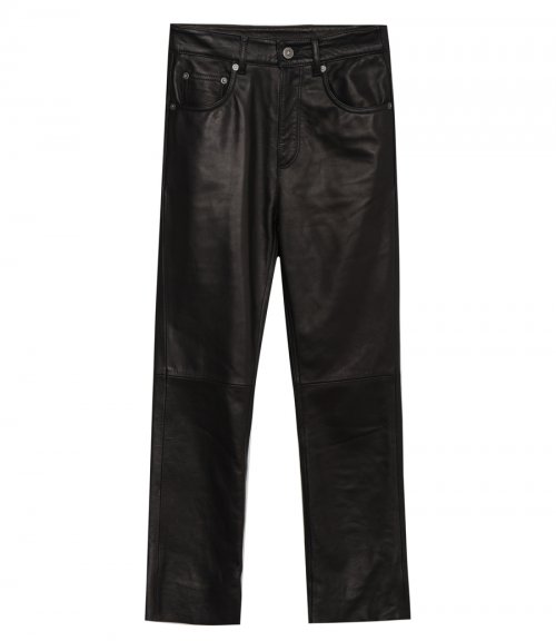 GOLDEN CROPPED FLARE LEATHER PANTS