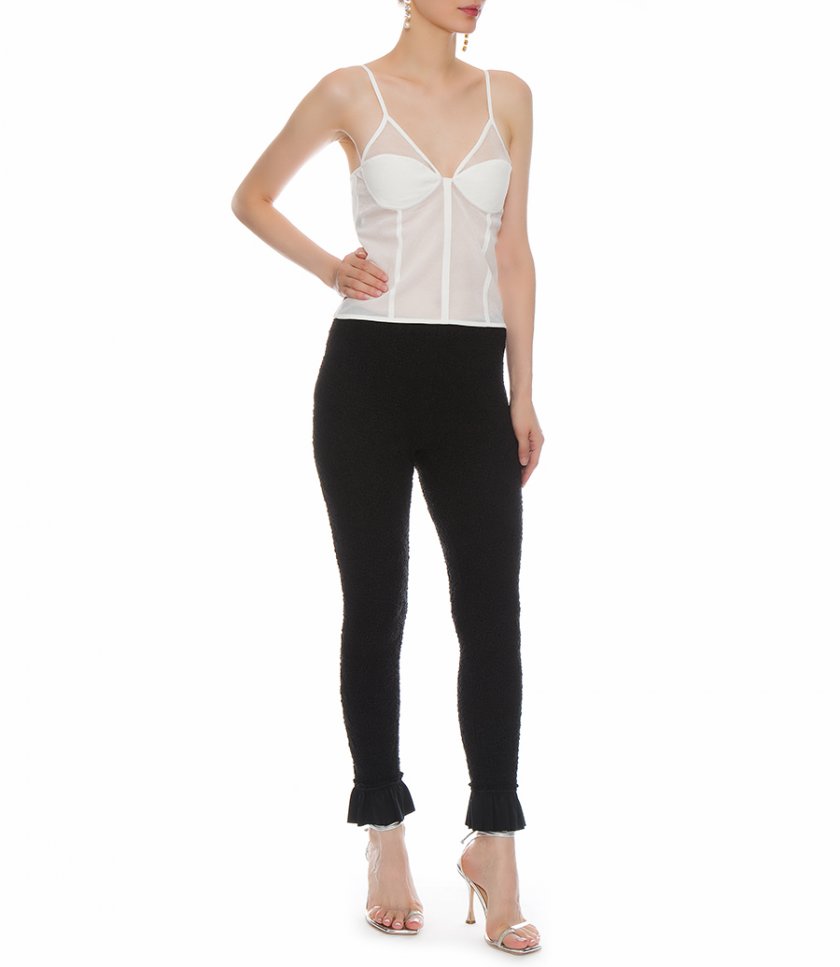 SHEER INTARSIA BUSTIER TOP