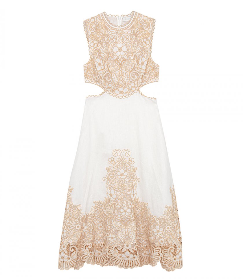 JUST IN - JEANNIE EMBROIDERED YOKE MIDI