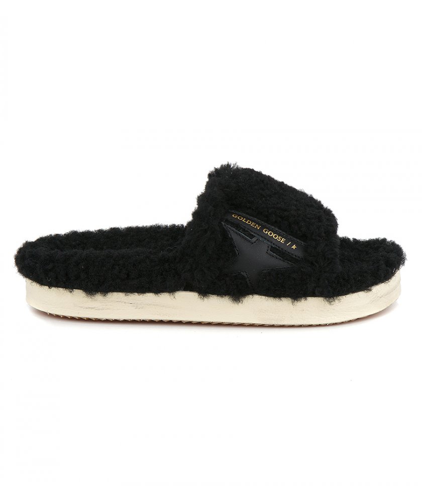 SHOES - POOLSTARS IN BLACK SHEARLING