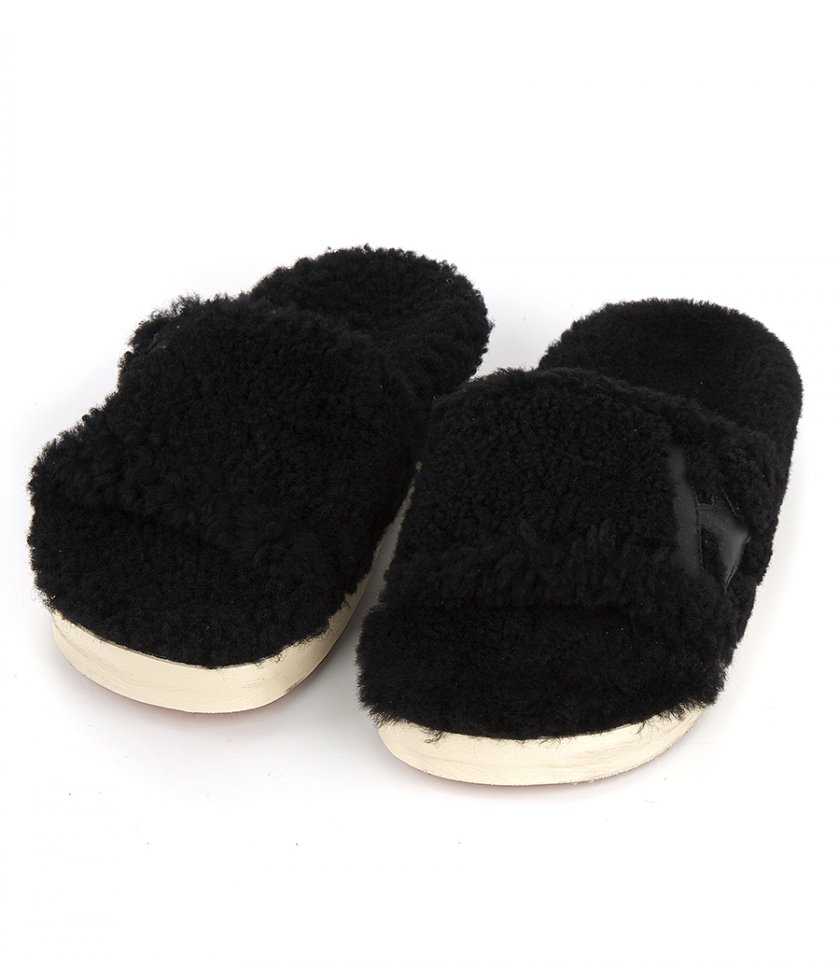 POOLSTARS IN BLACK SHEARLING