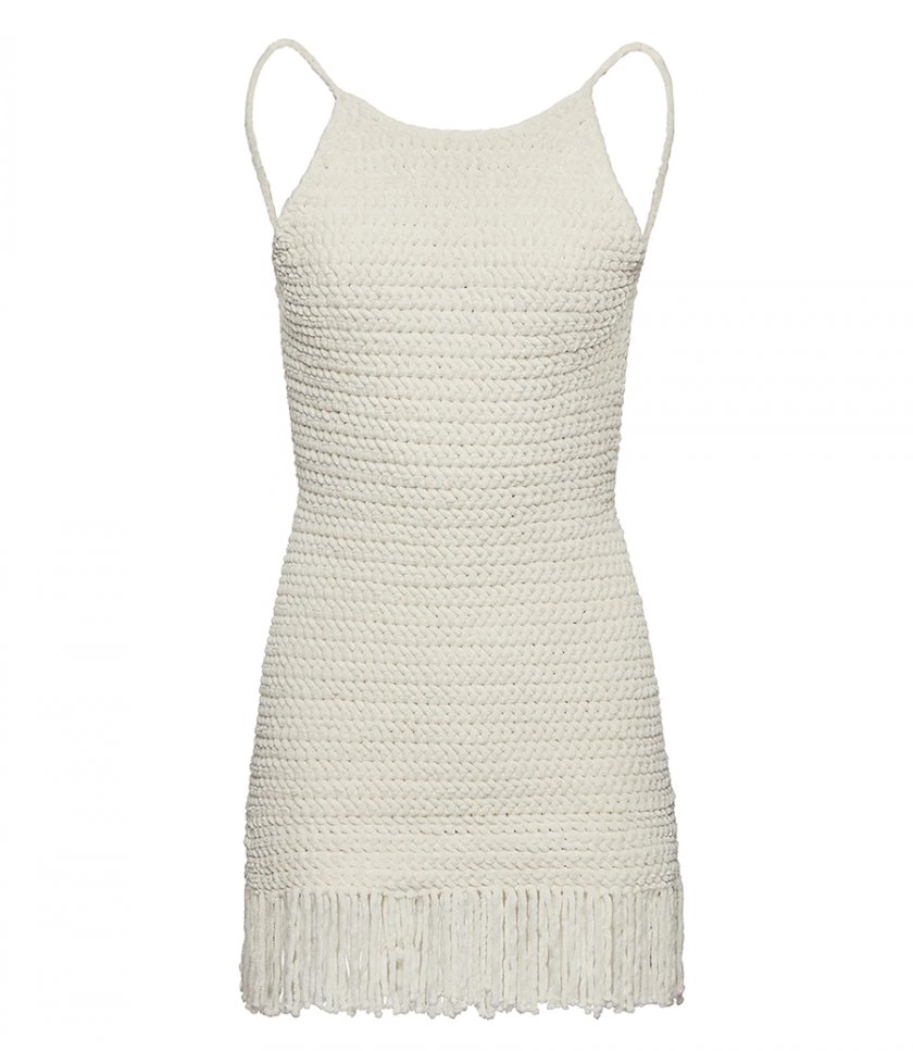 CLOTHES - CHENILLE FRINGE CROCHET MINI DRESS