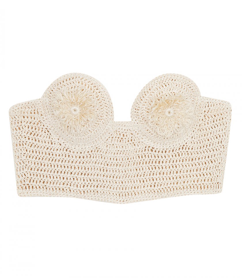 CLOTHES - STRAPLESS CROCHET FLOWER APPLIQUE BRA