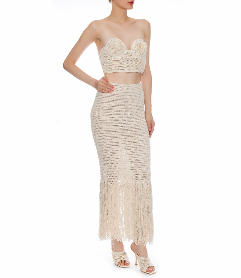 STRAPLESS CROCHET FLOWER APPLIQUE BRA