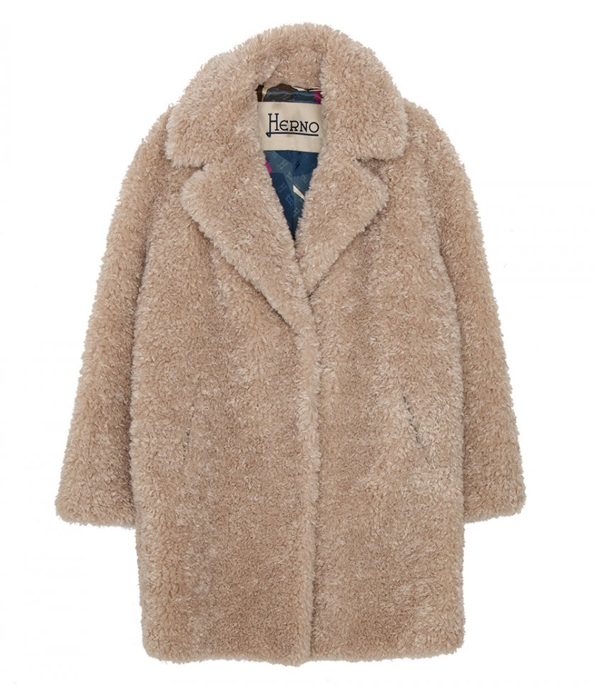 HERNO - CURLY FAUX FUR COAT