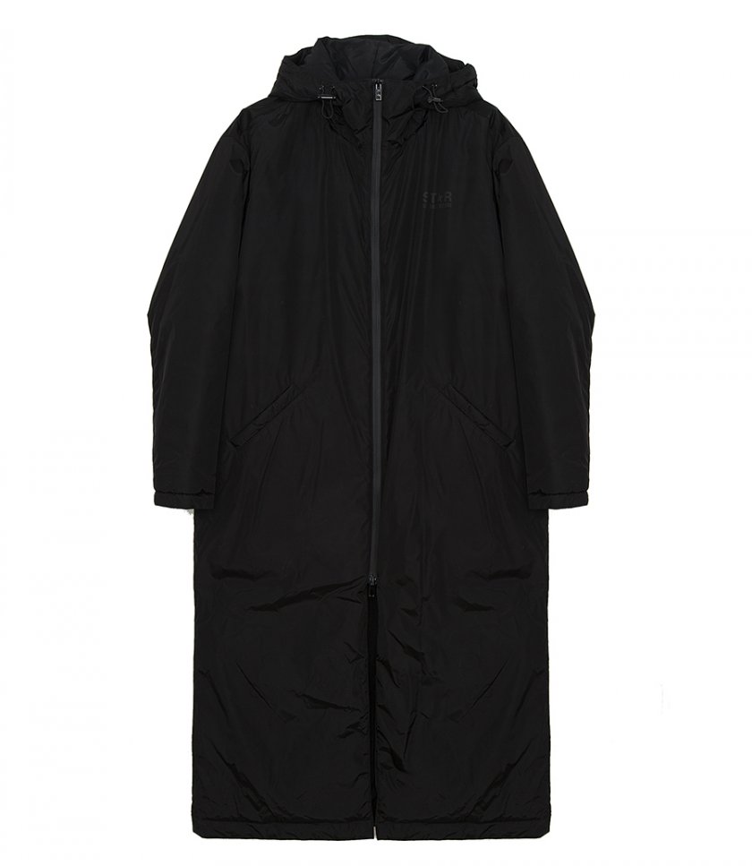 ANKLE-LENGTH HOODED PADDED JACKET