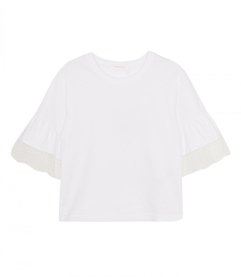 SEE BY CHLOE - LACE-TRIM T-SHIRT