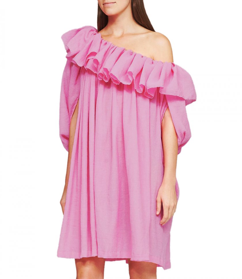 ONE SHOULDER RUFFLED DRESS