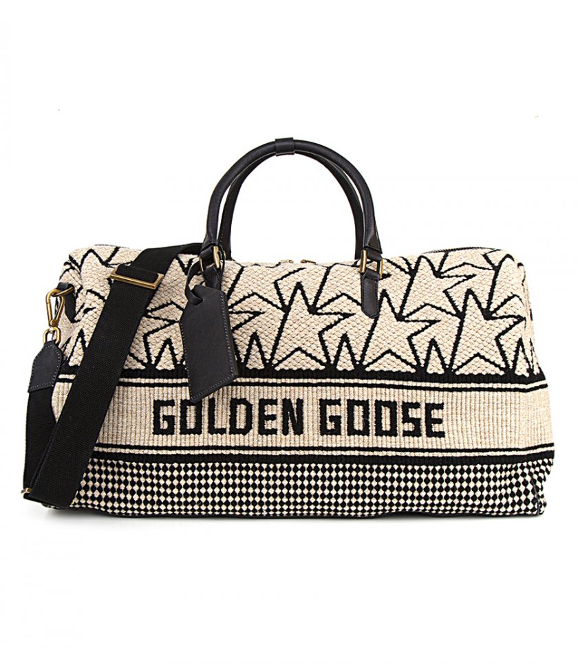 GOLDEN GOOSE  - DUFFLE BAG IN MILK-WHITE JACQUARD WOOL