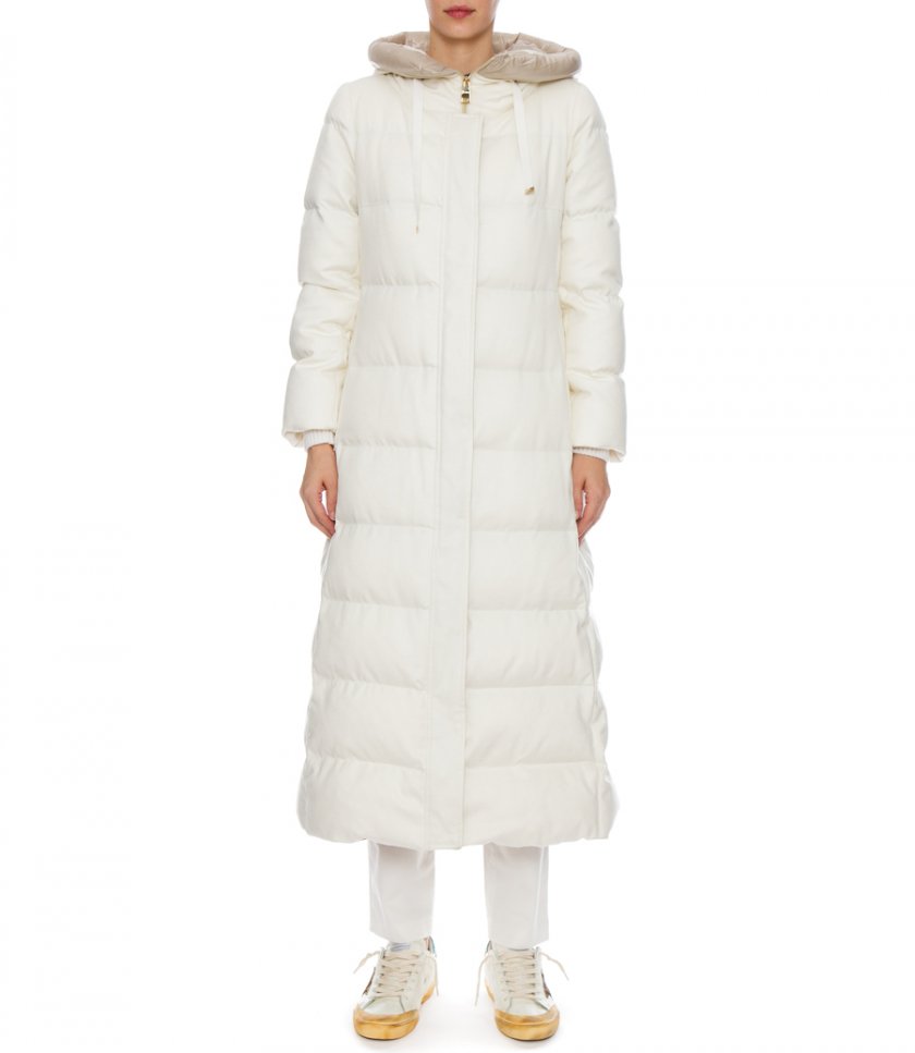 CASHMERE SILK LONG BELTED PARKA