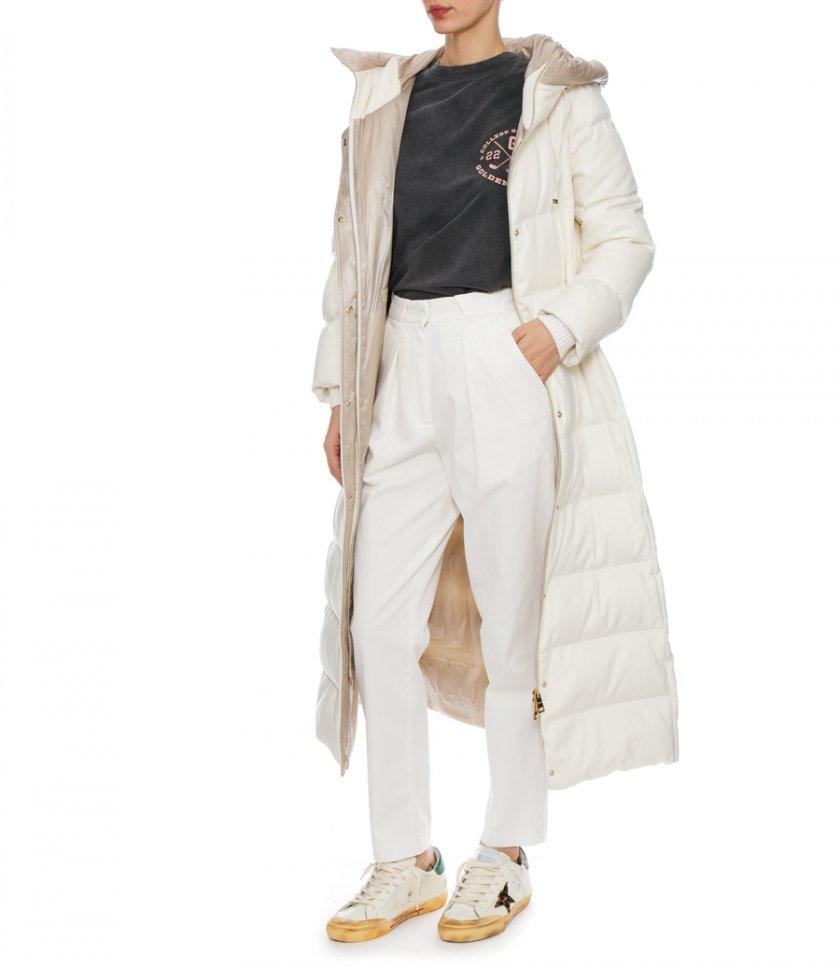 CASHMERE SILK LONG BELTED PARKA