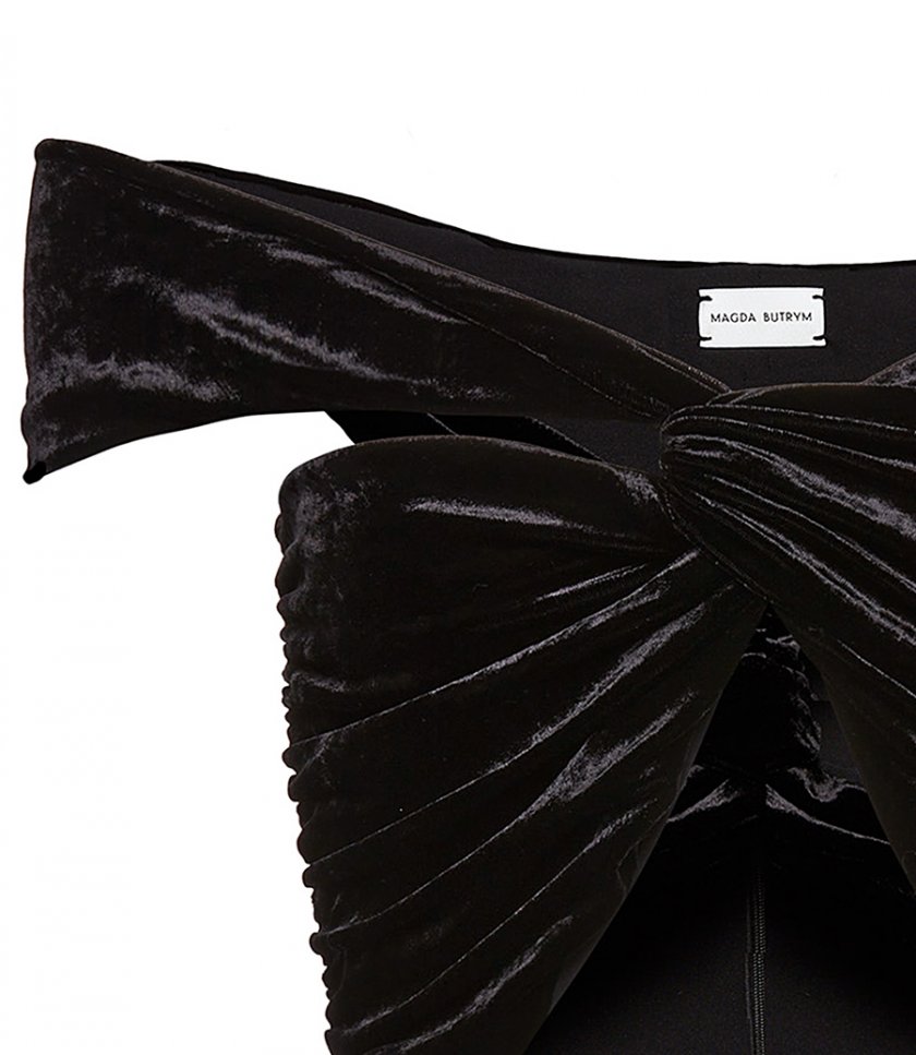 TWISTED OFF SHOULDER VELVET CROP TOP