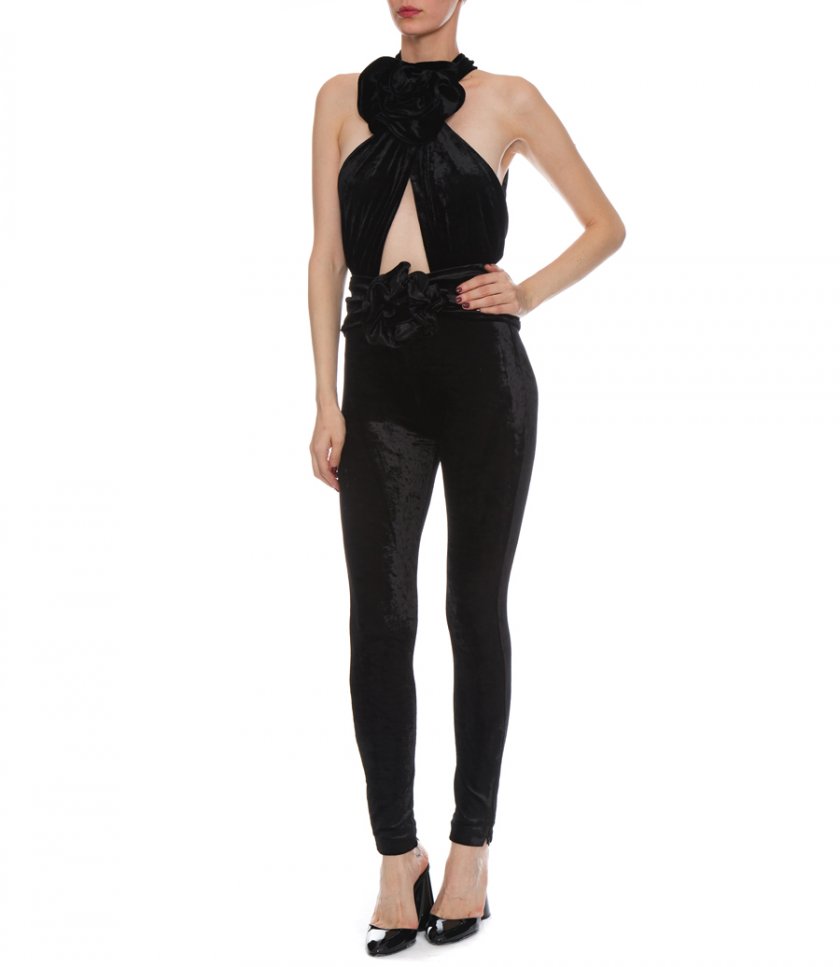 TWISTED WRAP VELVET BODYSUIT