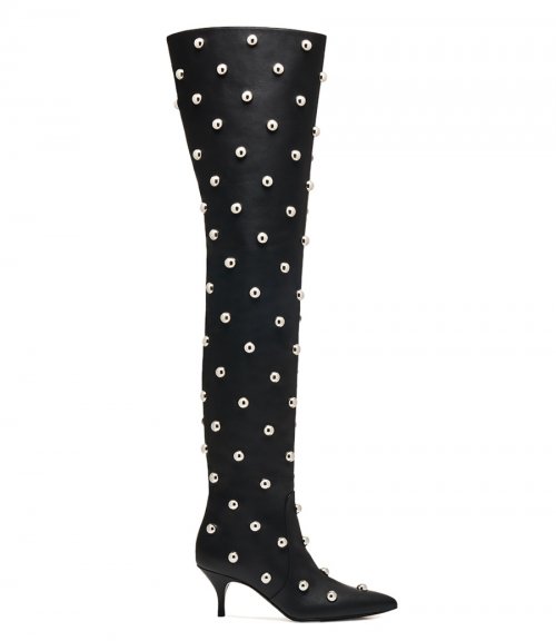 STUDDED LEATHER OVER THE KNEE BOOTS