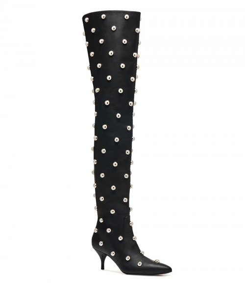 STUDDED LEATHER OVER THE KNEE BOOTS