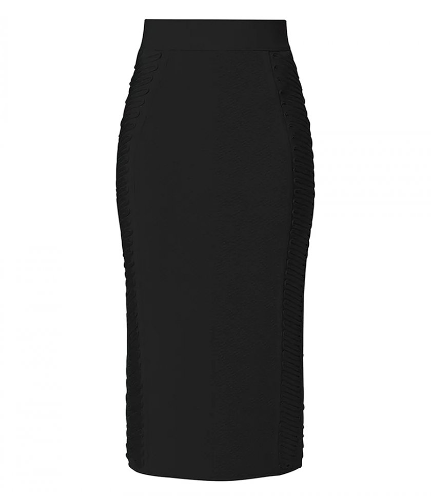 HERVE LEGER - HERVE LEGER X LAW ROACH RIBBON EMBROIDERED MIDI SKIRT