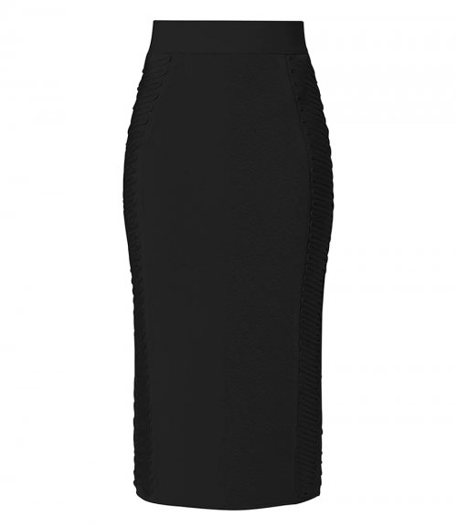 HERVE LEGER X LAW ROACH RIBBON EMBROIDERED MIDI SKIRT