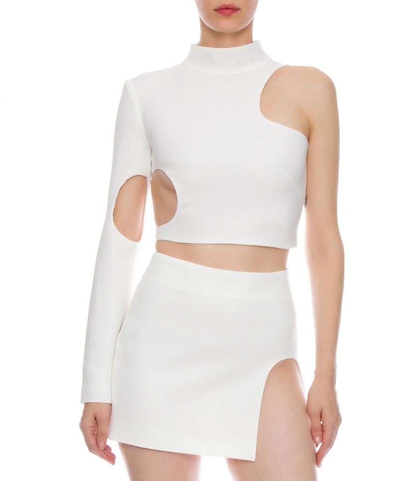 ONE-SLEEVE CUTOUT TOP