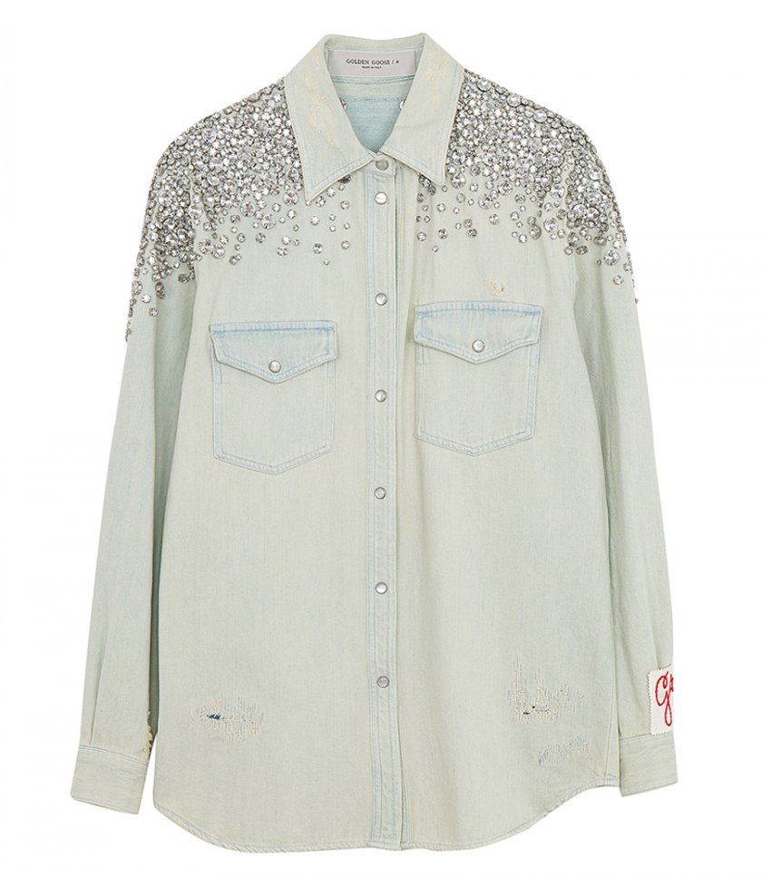 SHIRTS - GOLDEN COLLECTION  BOYFRIEND SHIRT WITH CRYSTALS