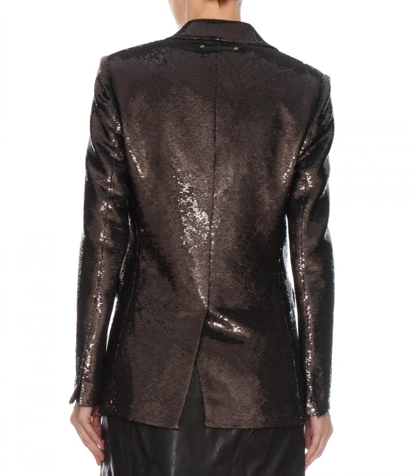 GRAY SINGLE-BREASTED BLAZER WITH ALL-OVER SEQUINS