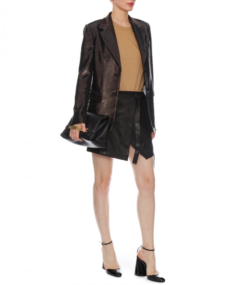 GRAY SINGLE-BREASTED BLAZER WITH ALL-OVER SEQUINS