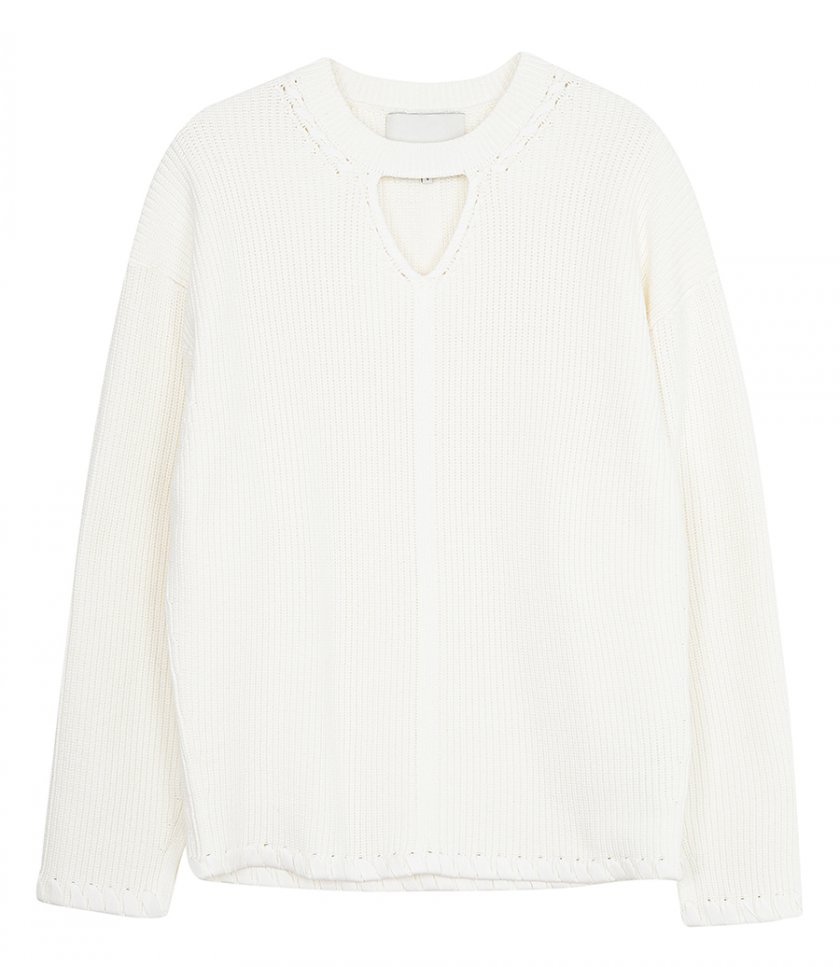 JUST IN - CHUNKY COTTON RIB V-NECK PULLOVER
