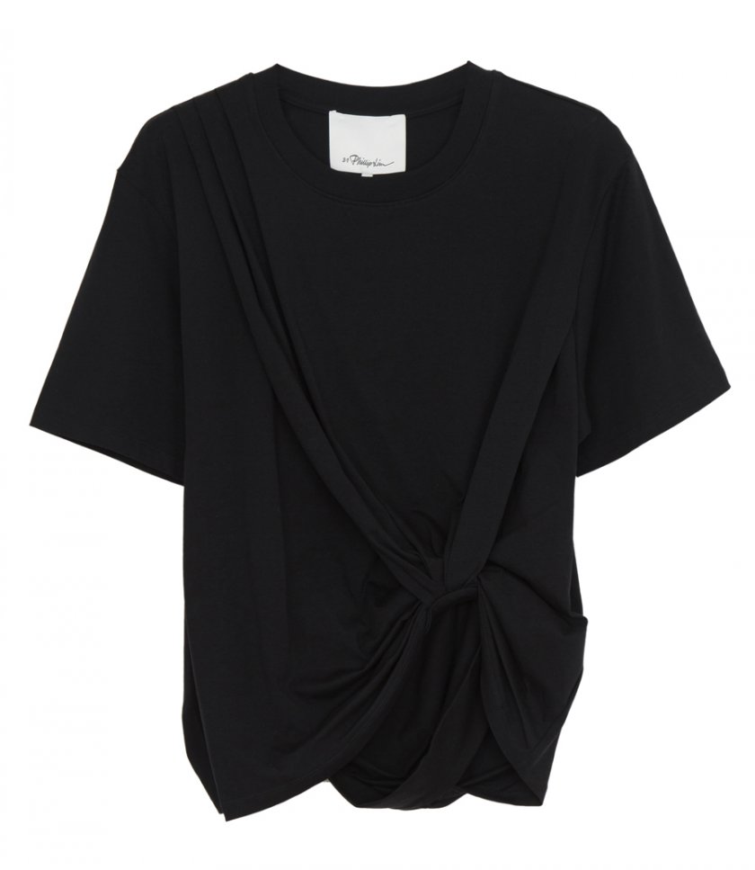 JUST IN - SHORT SLEEVE DRAPED COTTON JERSEY T-SHIRT