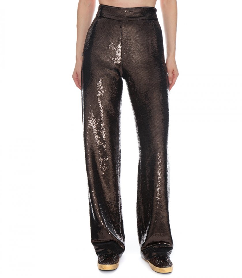 GRAY PANTS WITH ALL-OVER SEQUINS