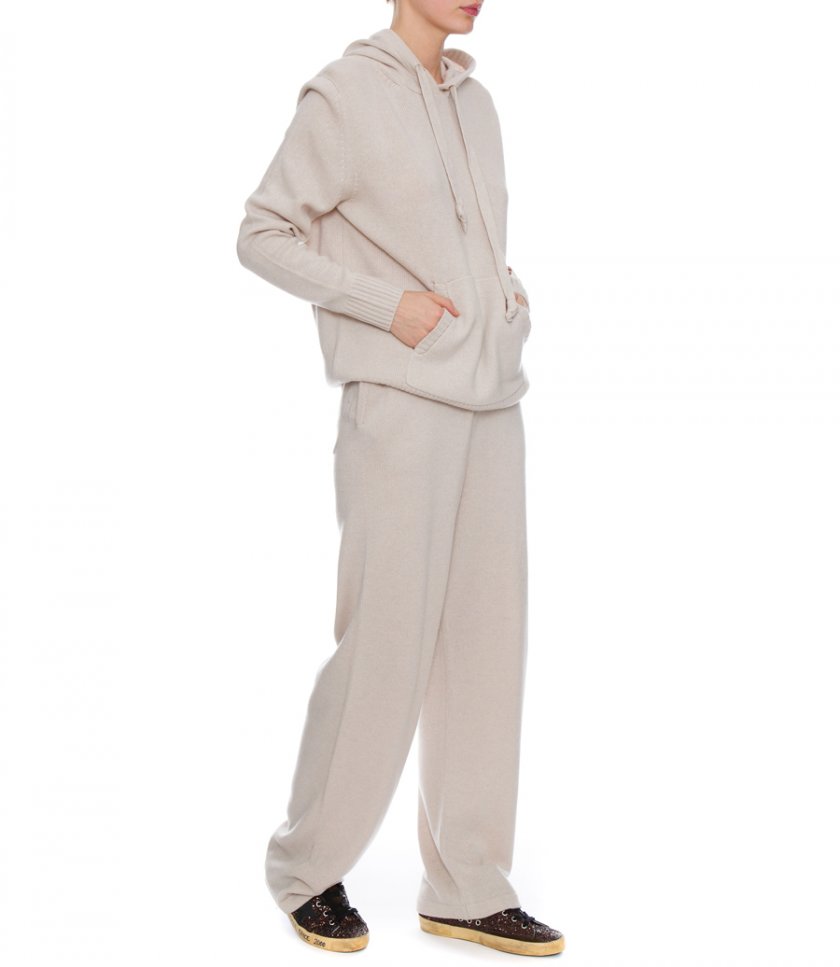 NATURAL WHITE CASHMERE BLEND WOMEN’S JOGGERS
