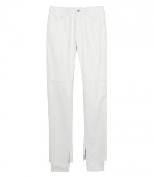 WHITE LEATHER LONG PANTS