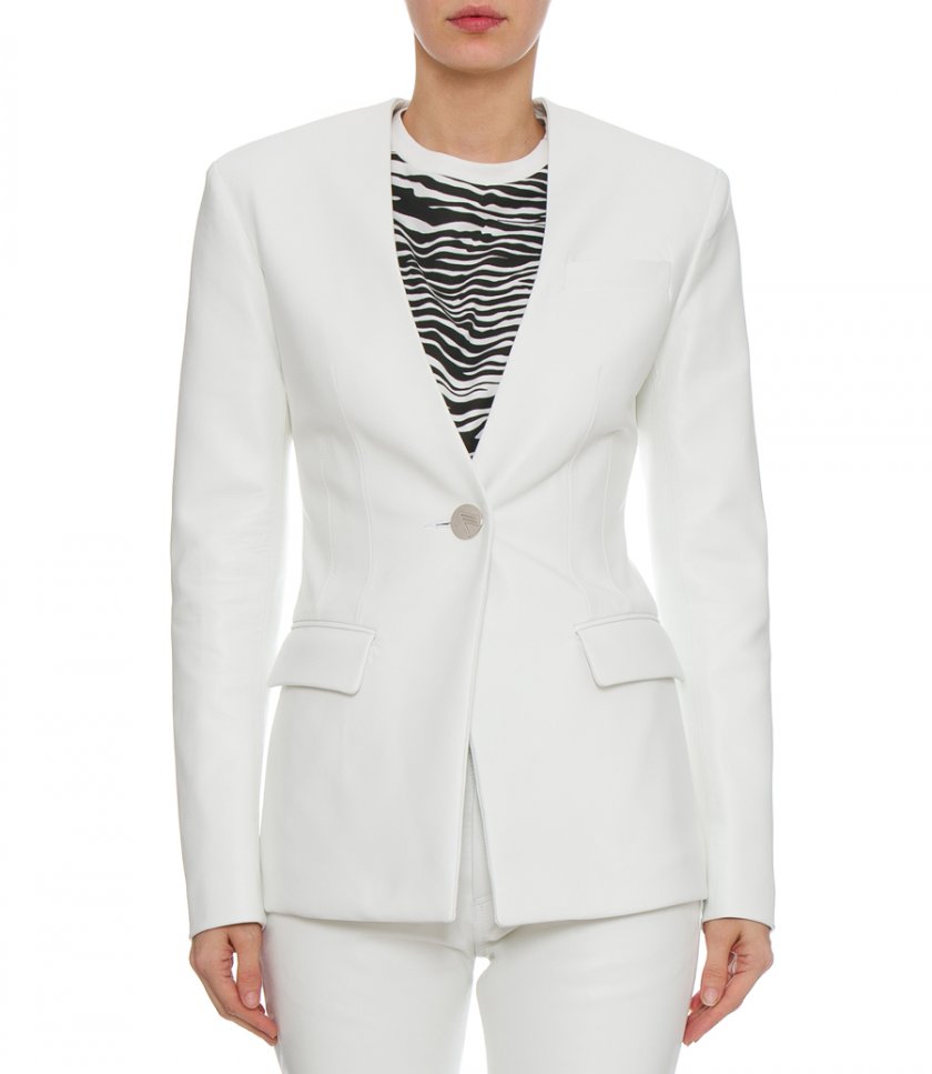 LEATHER WHITE BLAZER