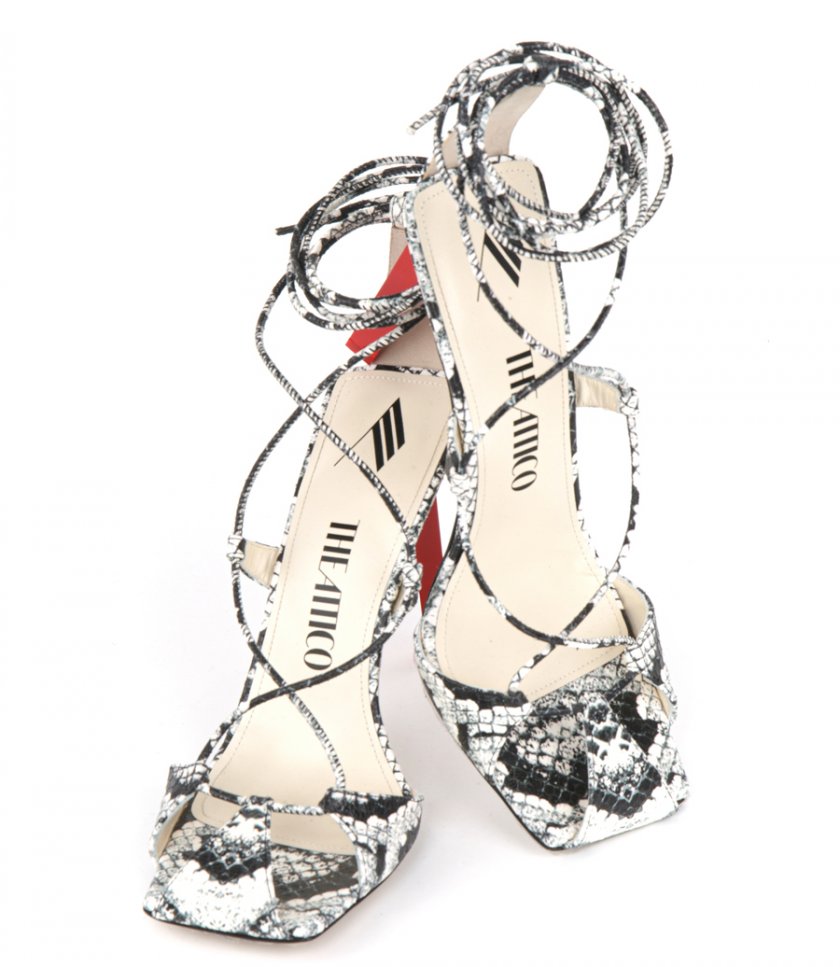 'ADELE' WHITE AND RED LACE-UP SANDAL