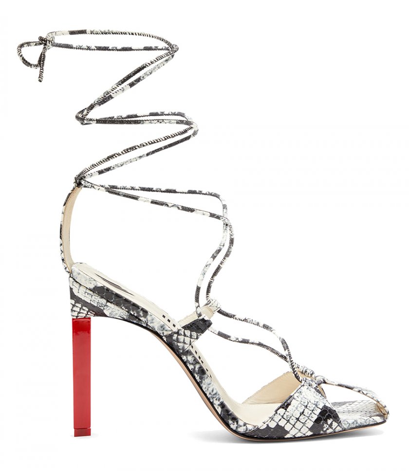 SANDALS - 'ADELE' WHITE AND RED LACE-UP SANDAL